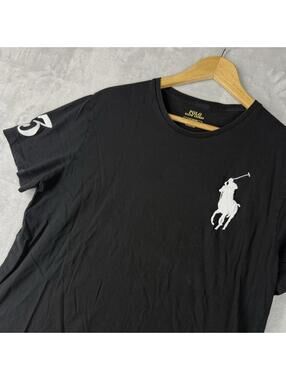 Polo Ralph Lauren Big Pony #3 Embroidered T-shirt Men Size XL Black Preppy Relax
